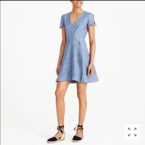 J crew - chambray ruffle faux wrap dress